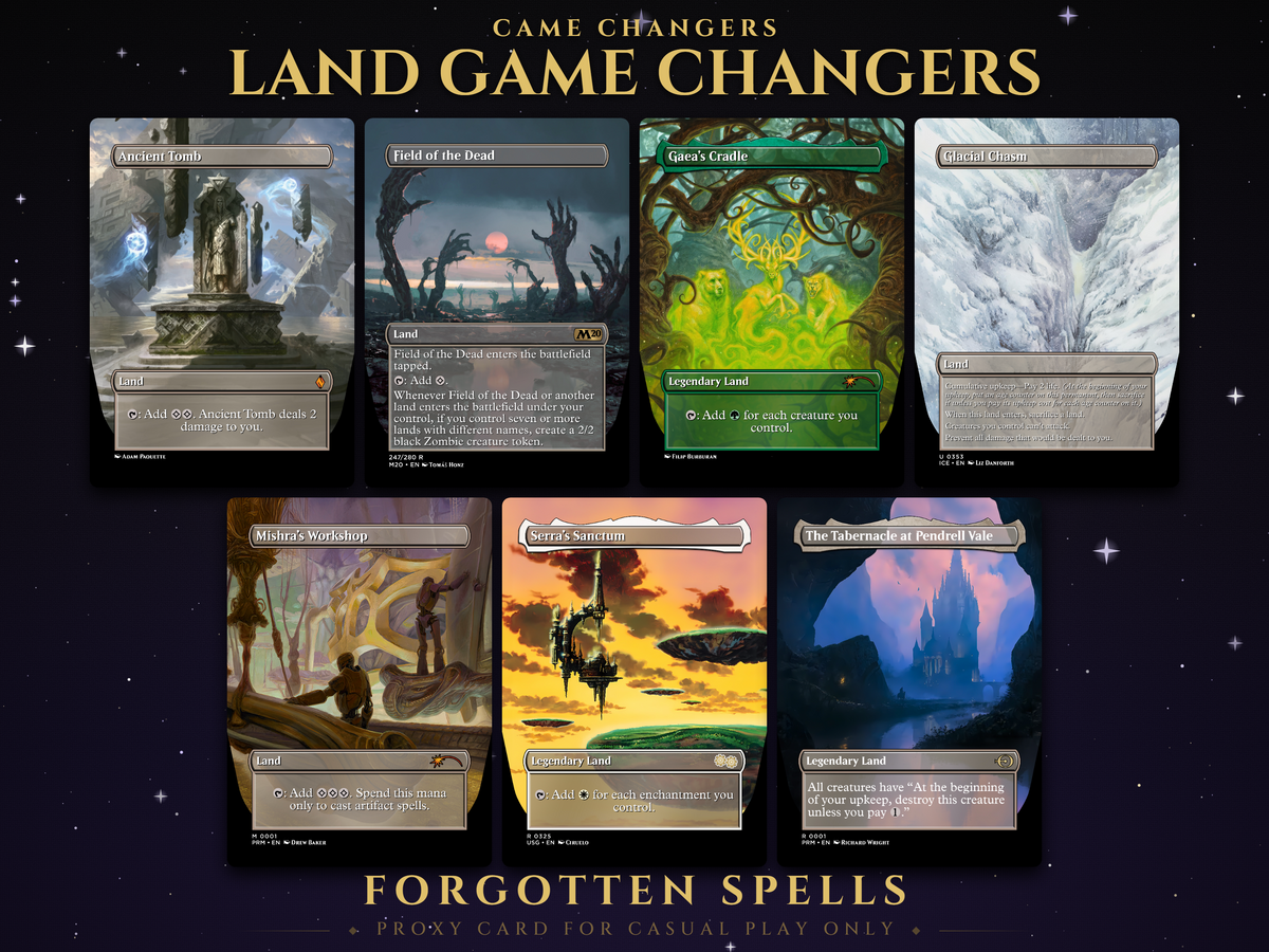 Land Game Changers Proxy Pack | 7 Cards | MTG Commander | Forgotten Spells