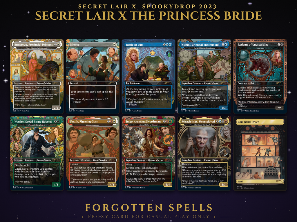 Secret Lair x The Princess Bride MTG proxy set, 10 cards