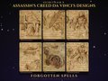 Secret Lair x Assassin's Creed Da Vinci's Designs MTG proxy set of six borderless parchment sketch artifact cards: Blade of Selves, Conqueror's Flail, Darksteel Plate, Deathrender, Haystack and Whispersilk Cloak