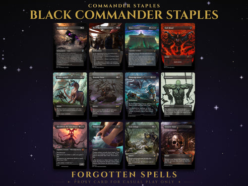 Black Staples Proxy Pack, 12 MTG proxy cards for Commander