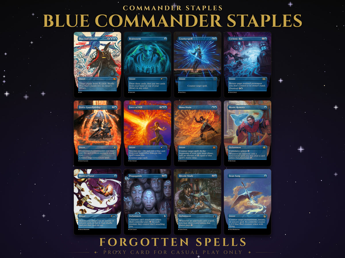 Blue Staples Proxy Pack, 12 MTG proxy cards for Commander