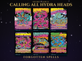 Secret Lair Calling All Hydra Heads MTG proxy set of six hydra cards: Gargos Vicious Watcher, Hydra token, Hydroid Krasis, Primordial Hydra, Unbound Flourishing and Zaxara the Exemplary