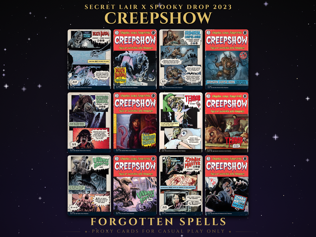 Secret Lair x Creepshow MTG proxy set, 12 cards