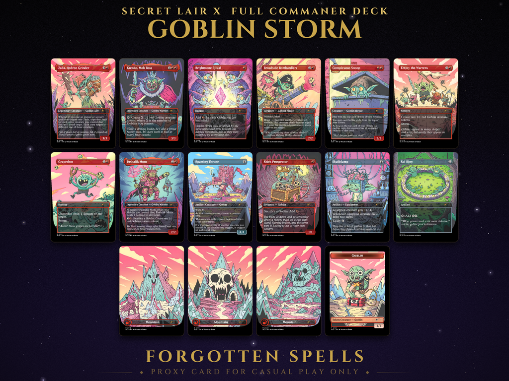 Secret Lair Goblin Storm Commander Deck MTG proxy set, 100 cards