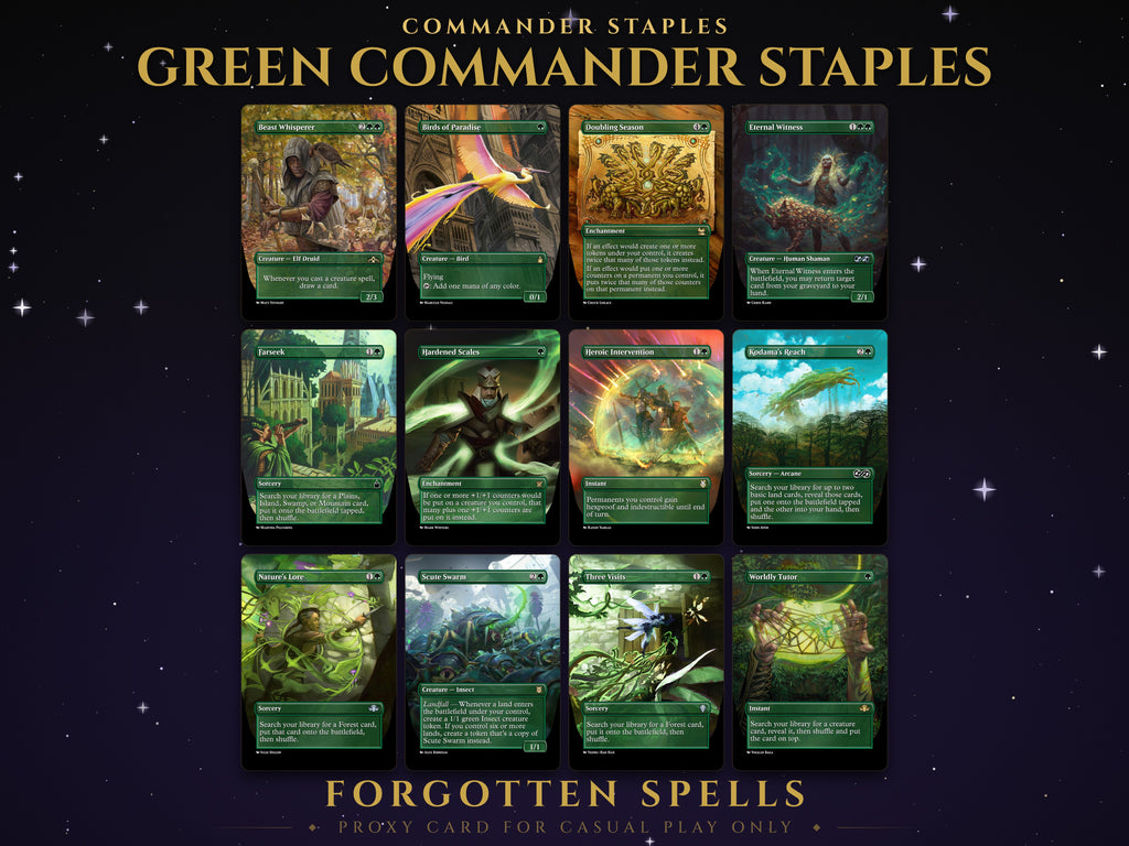 Green Staples Proxy Pack, 12 MTG proxy cards for Commander