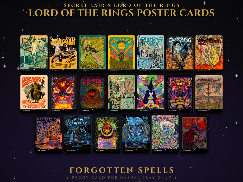 Secret Lair Lord of the Rings Tales of Middle-Earth Poster Cards MTG proxy set, 20 cards