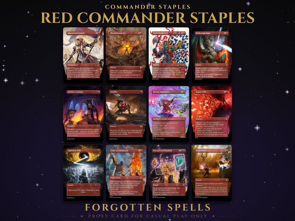 Red Staples Proxy Pack, 12 MTG proxy cards for Commander