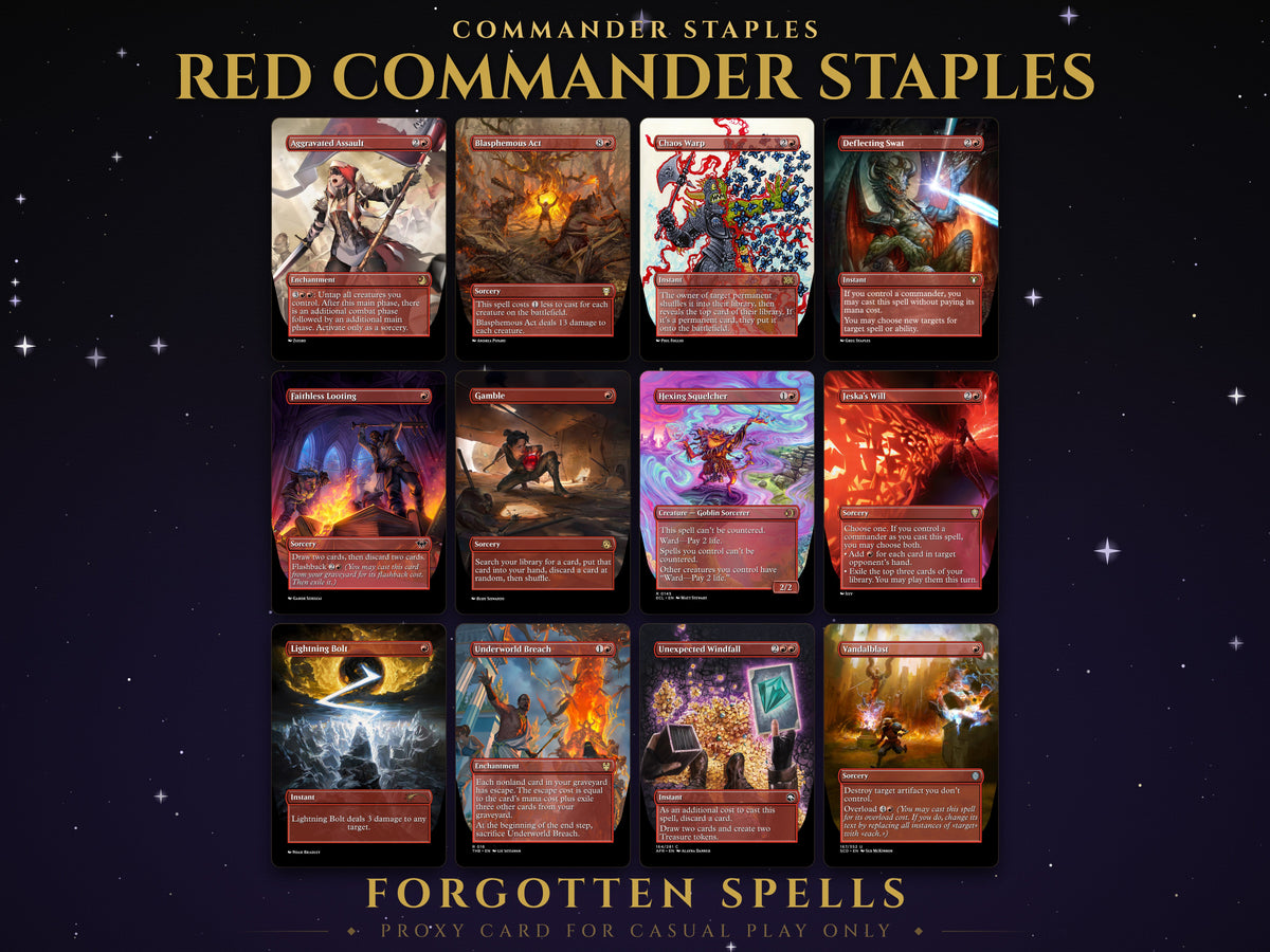 Red Staples Proxy Pack, 12 MTG proxy cards for Commander