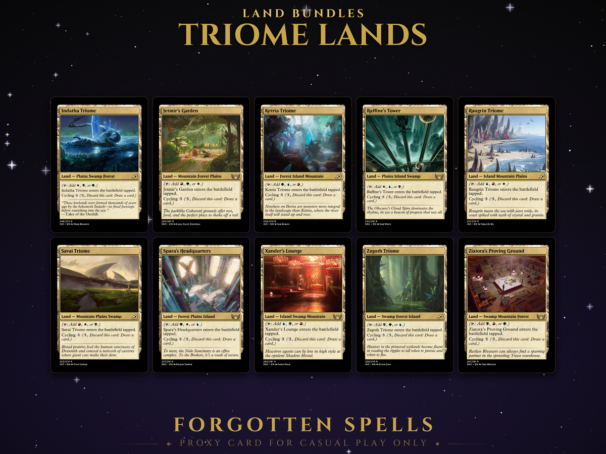 Triome Lands Proxy Set, 10 MTG proxy cards for Commander