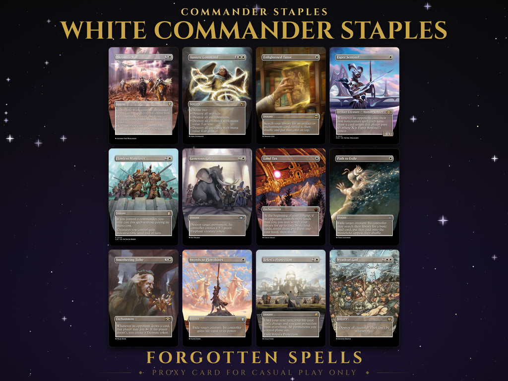 White Staples Proxy Pack, 12 MTG proxy cards for Commander