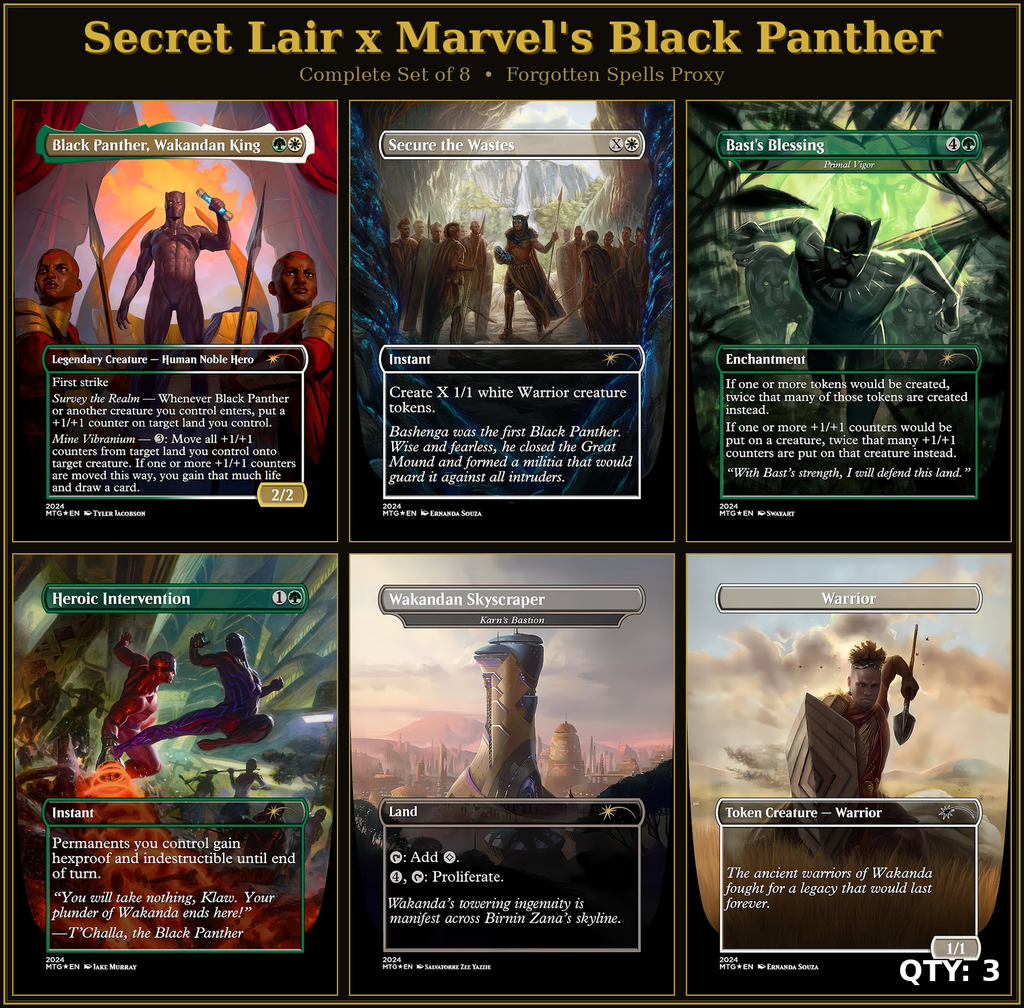 Secret Lair x Marvel: Black Panther | 8 Cards | MTG Proxy | Forgotten Spells