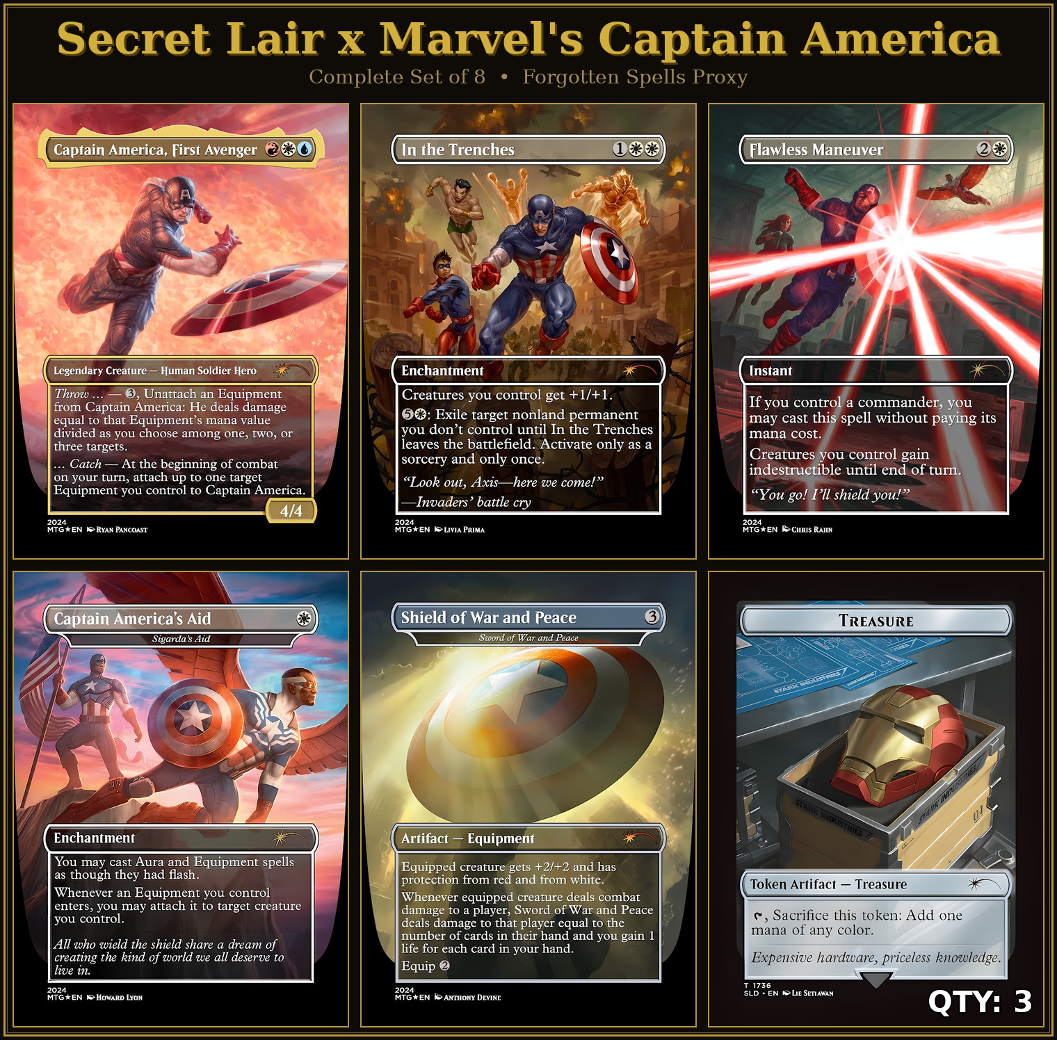Secret Lair x Marvel: Captain America | 8 Cards | MTG Proxy | Forgotten Spells