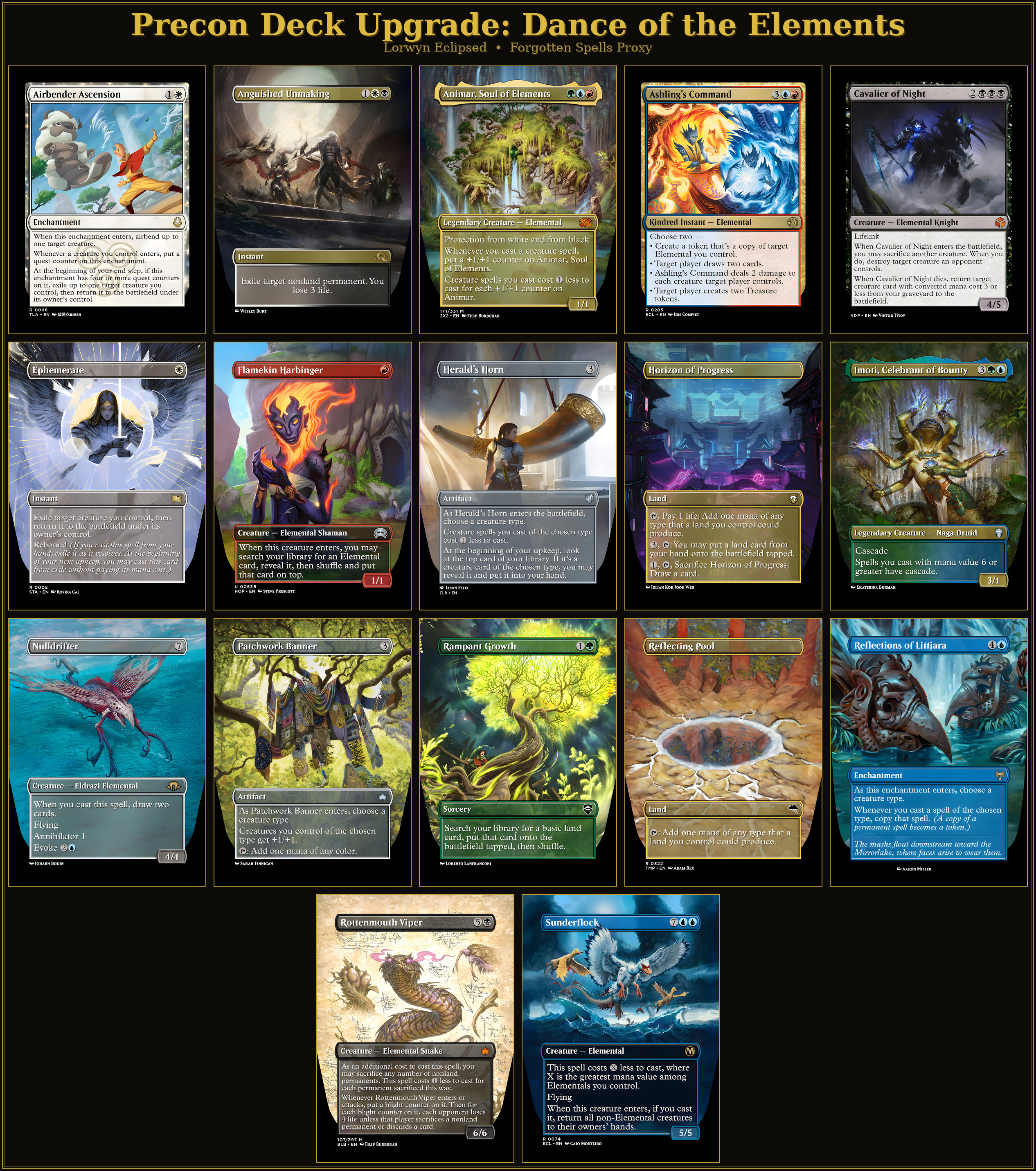 Precon Upgrade: Dance of the Elements | 17 Cards | Lorwyn Eclipsed | Forgotten Spells