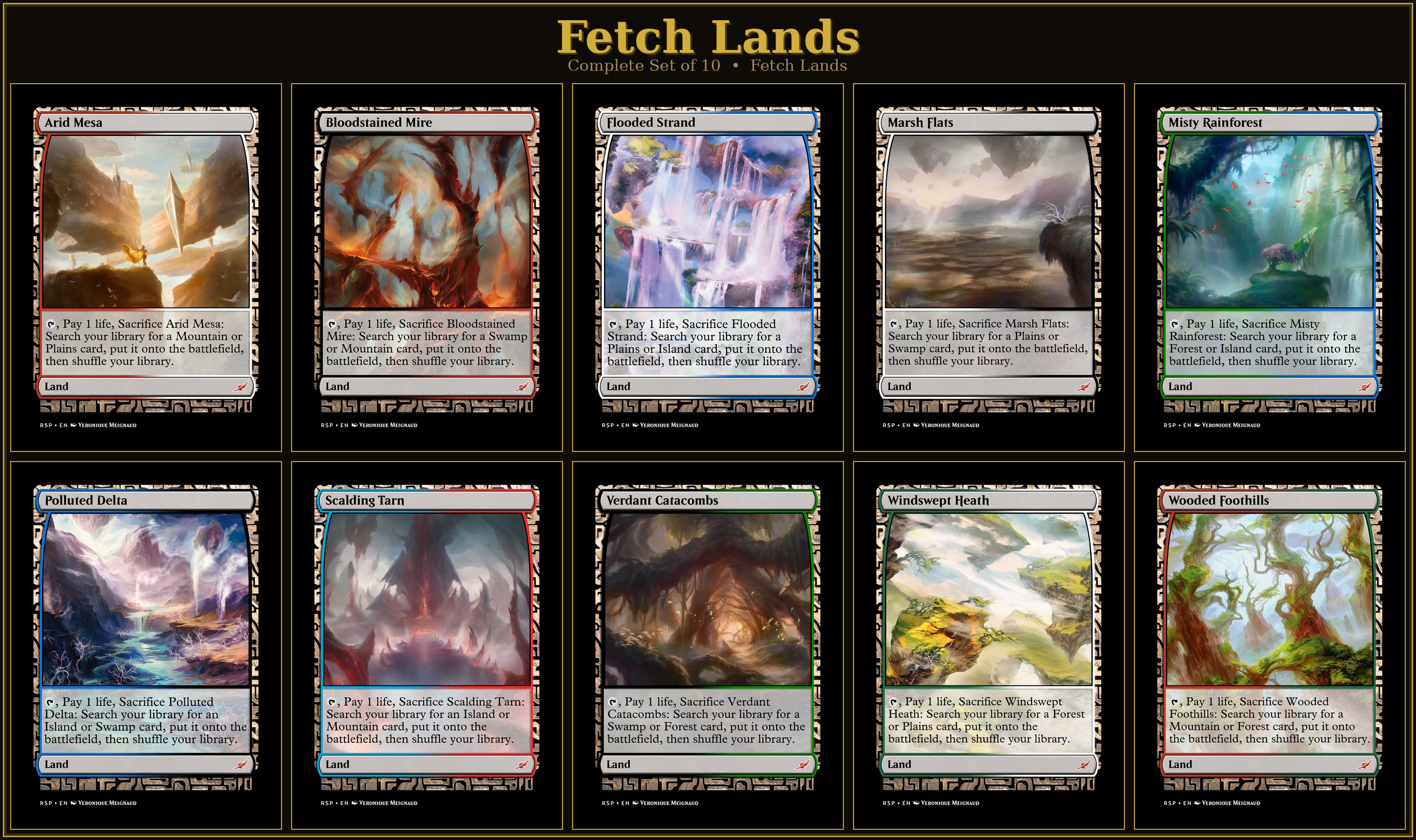 Fetch Lands Proxy Set | 10 Cards | MTG Commander Staples | Forgotten Spells