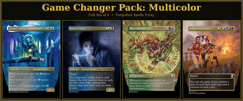 Multicolor Game Changers Proxy Pack | 4 Cards | MTG Commander | Forgotten Spells