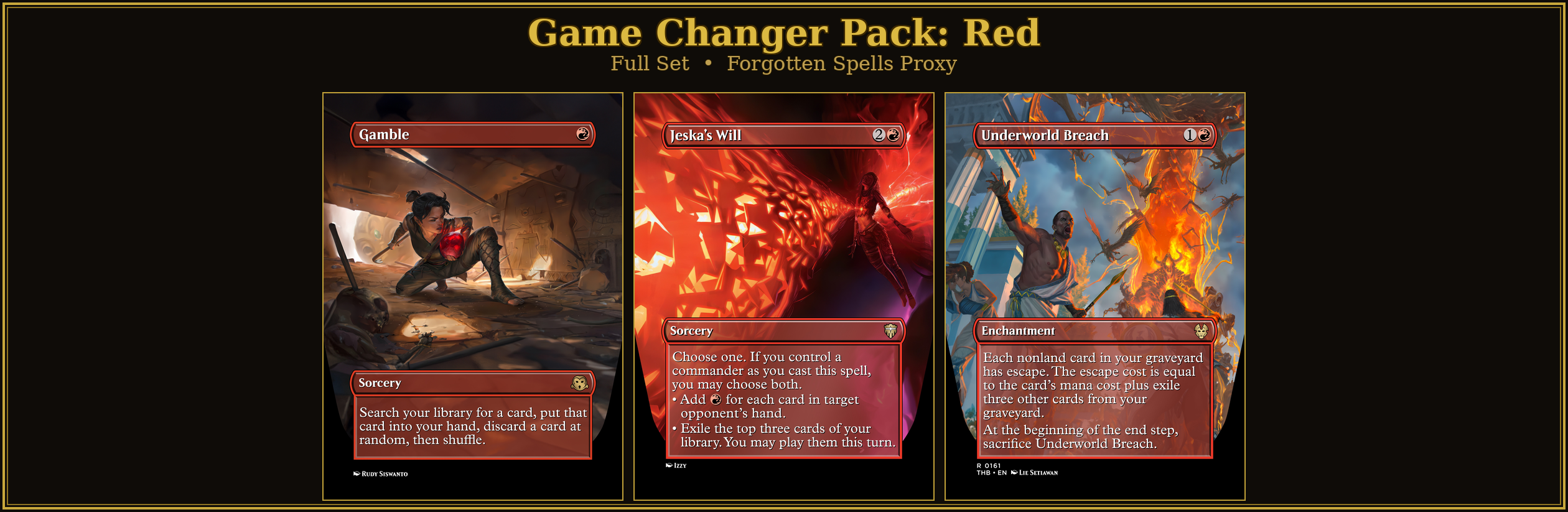 Red Game Changers Proxy Pack | 3 Cards | MTG Commander | Forgotten Spells
