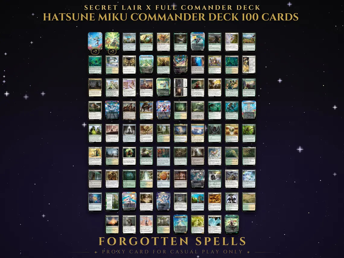 Secret Lair: Hatsune Miku Commander Deck | 100 Cards | MTG Proxy | Forgotten Spells
