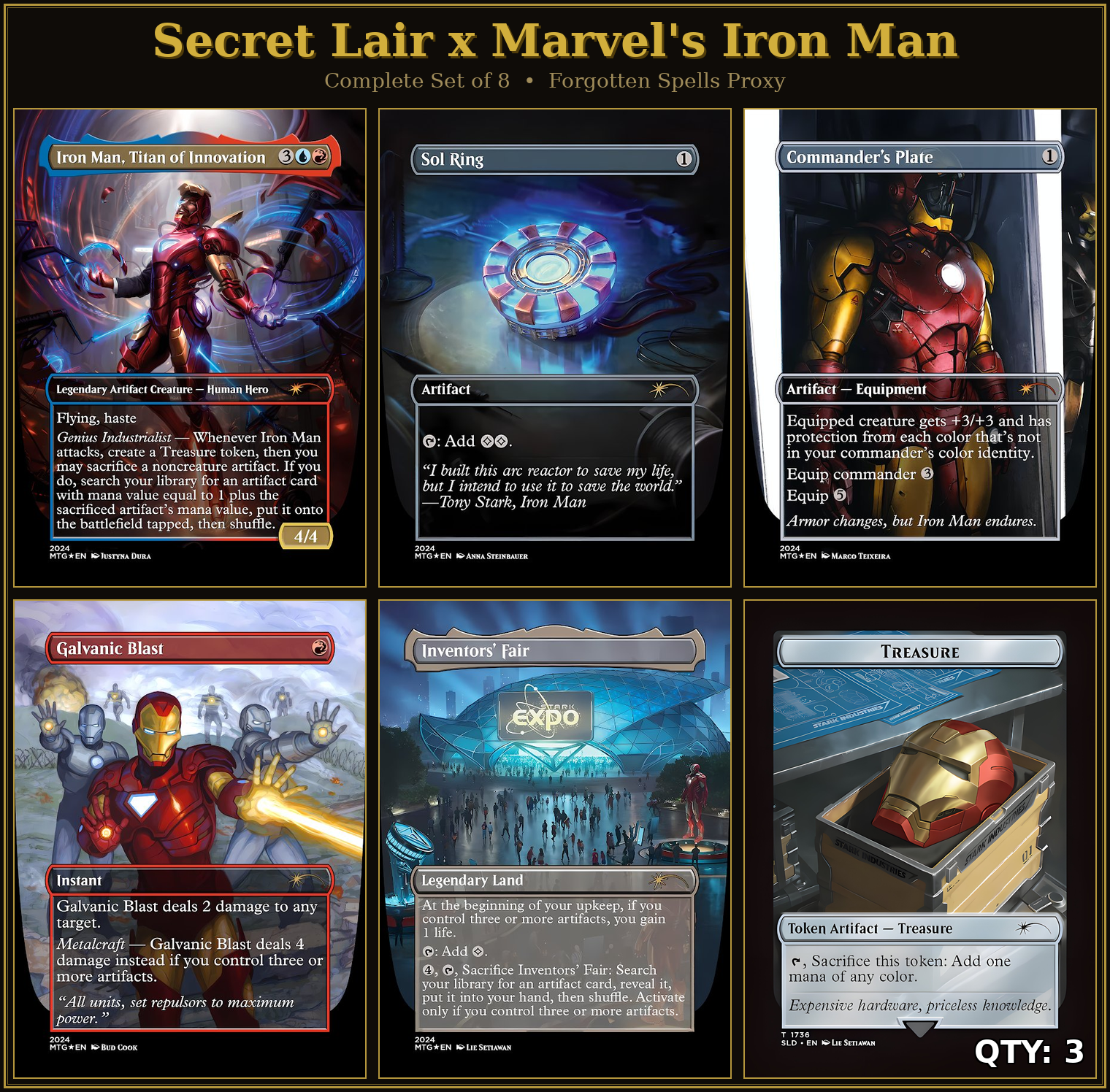Secret Lair x Marvel: Iron Man | 8 Cards | MTG Proxy | Forgotten Spells