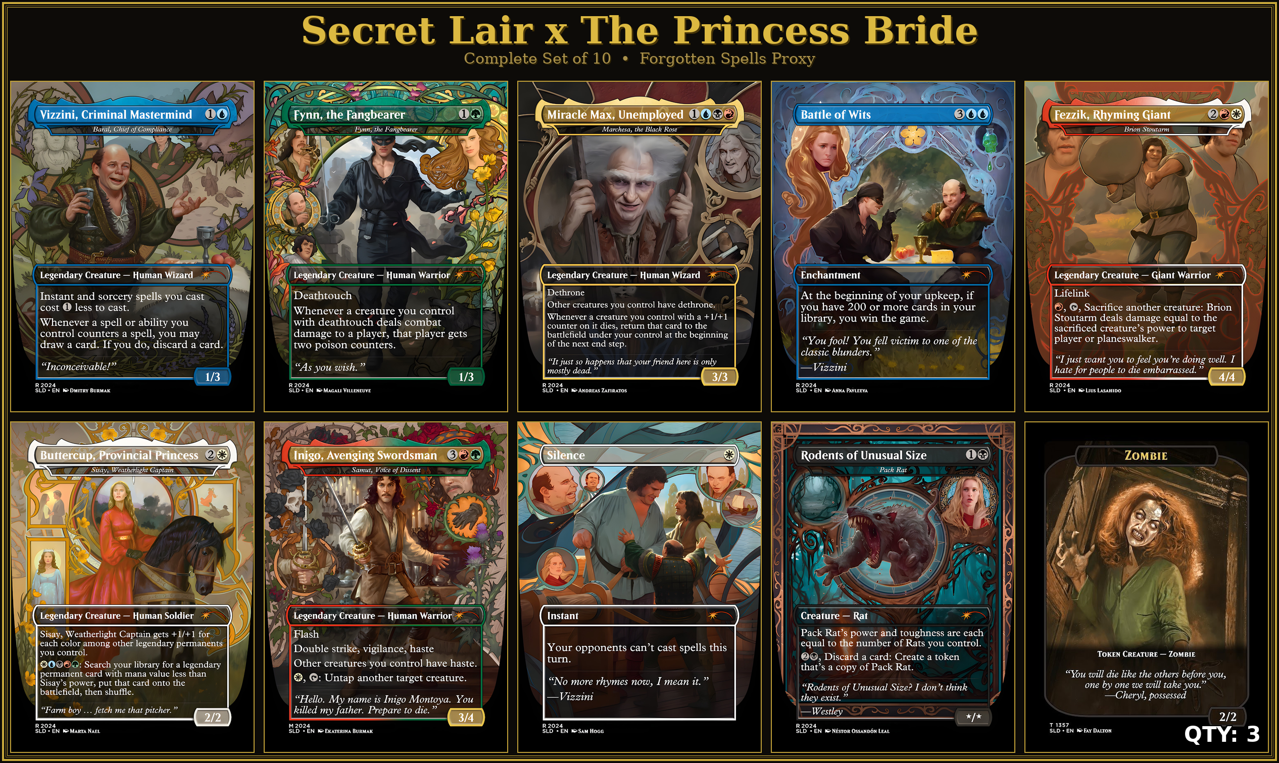 Secret Lair x The Princess Bride | 12 Cards | MTG Proxy | Forgotten Spells