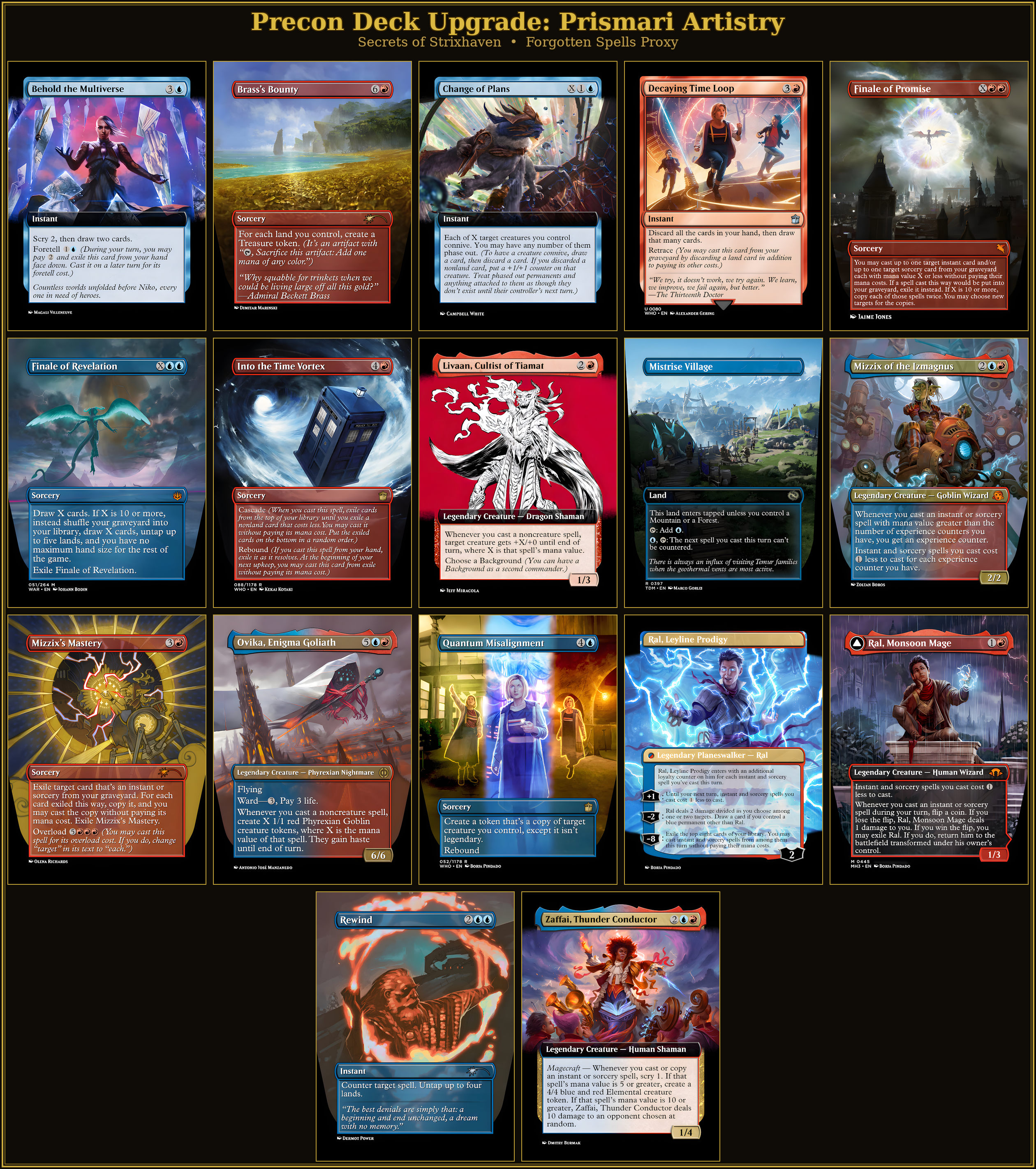 Precon Upgrade: Prismari Artistry | 16 Cards | Secrets of Strixhaven | Forgotten Spells