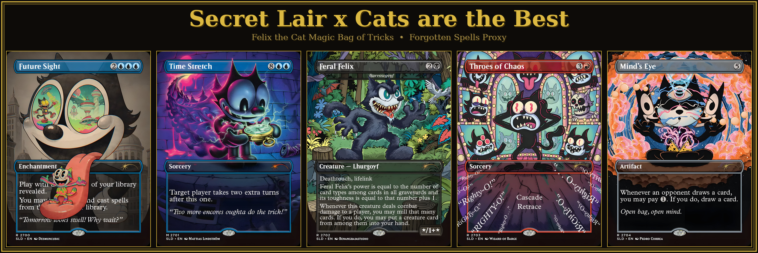 Secret Lair X Cats are the Best: Felix the Cat Magic Bag of Tricks | 5 Cards | MTG Proxy | Forgotten Spells
