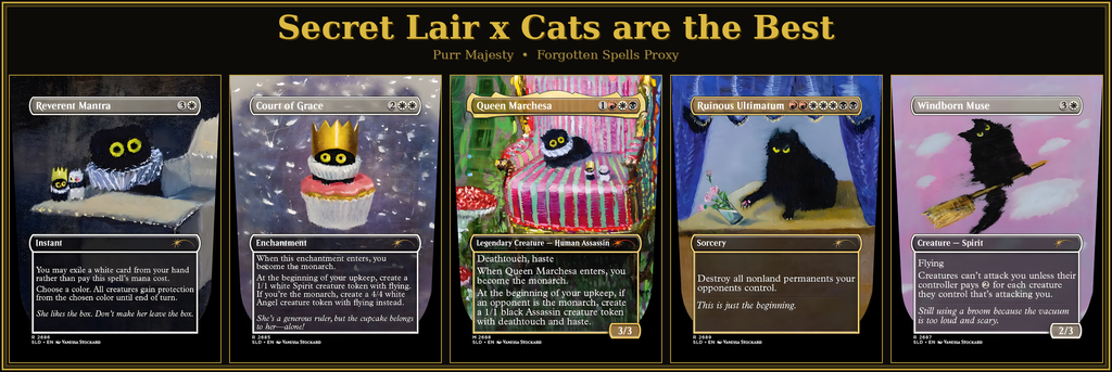 Secret Lair X Cats are the Best: Purr Majesty | 5 Cards | MTG Proxy | Forgotten Spells