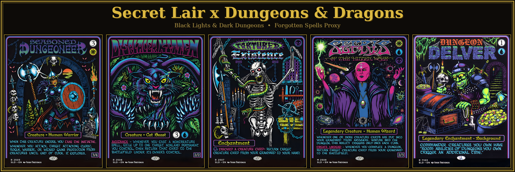 Secret Lair X Dungeons & Black Lights & Dark Dungeons | 5 Cards | MTG Proxy | Forgotten Spells