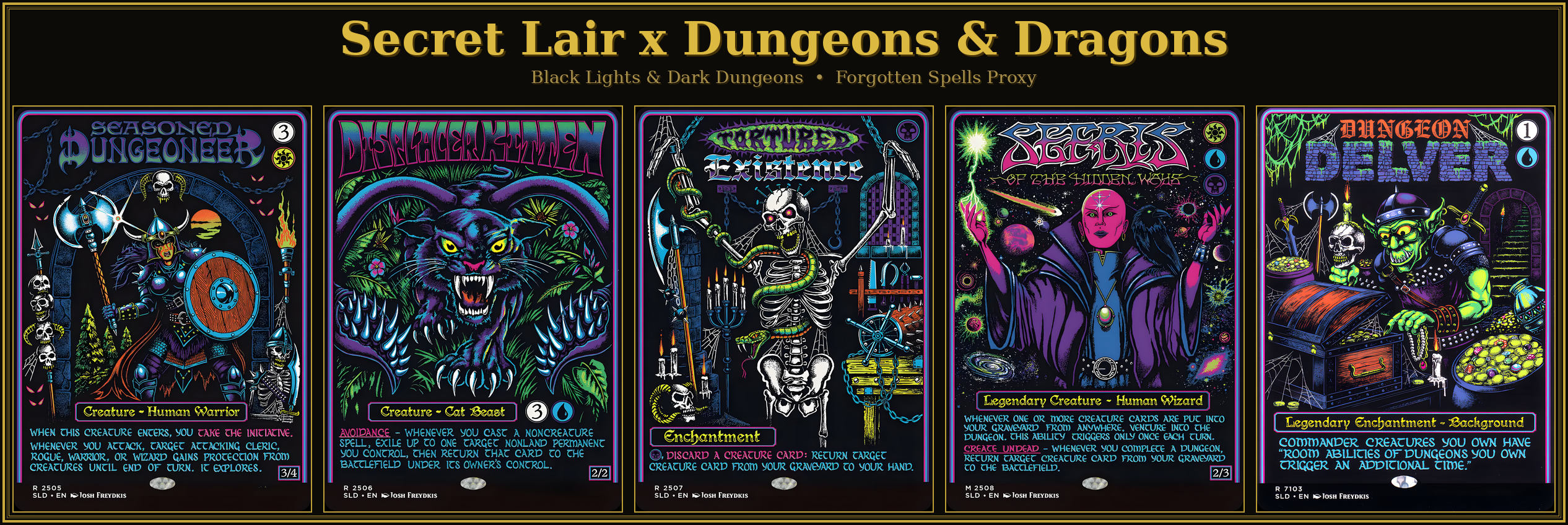 Secret Lair X Dungeons & Black Lights & Dark Dungeons | 5 Cards | MTG Proxy | Forgotten Spells