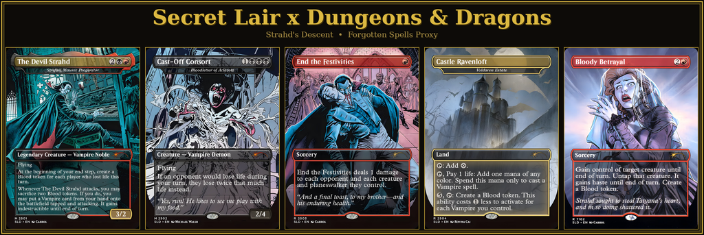 Secret Lair X Dungeons & Dragons: Strahd's Descent | 5 Cards | MTG Proxy | Forgotten Spells