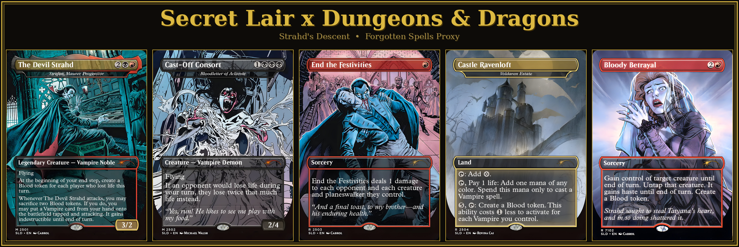 Secret Lair X Dungeons & Dragons: Strahd's Descent | 5 Cards | MTG Proxy | Forgotten Spells