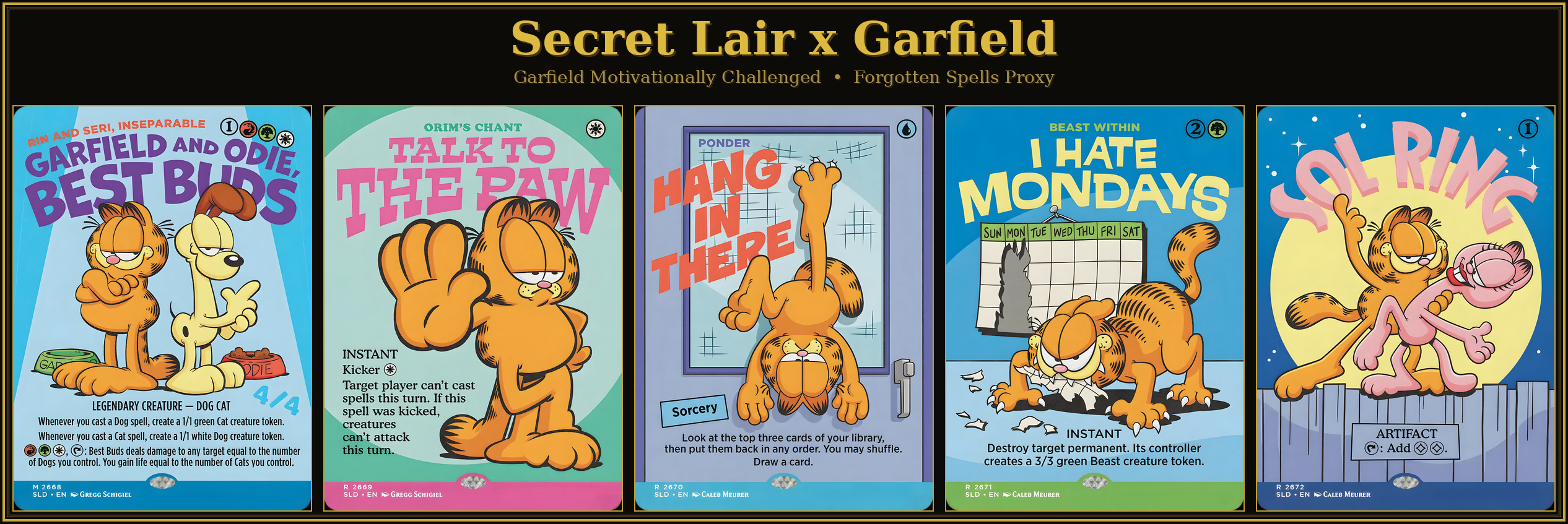 Secret Lair X Garfield: Garfield Our Only Thought Is to Entertain You  | 5 Cards | MTG Proxy | Forgotten Spells