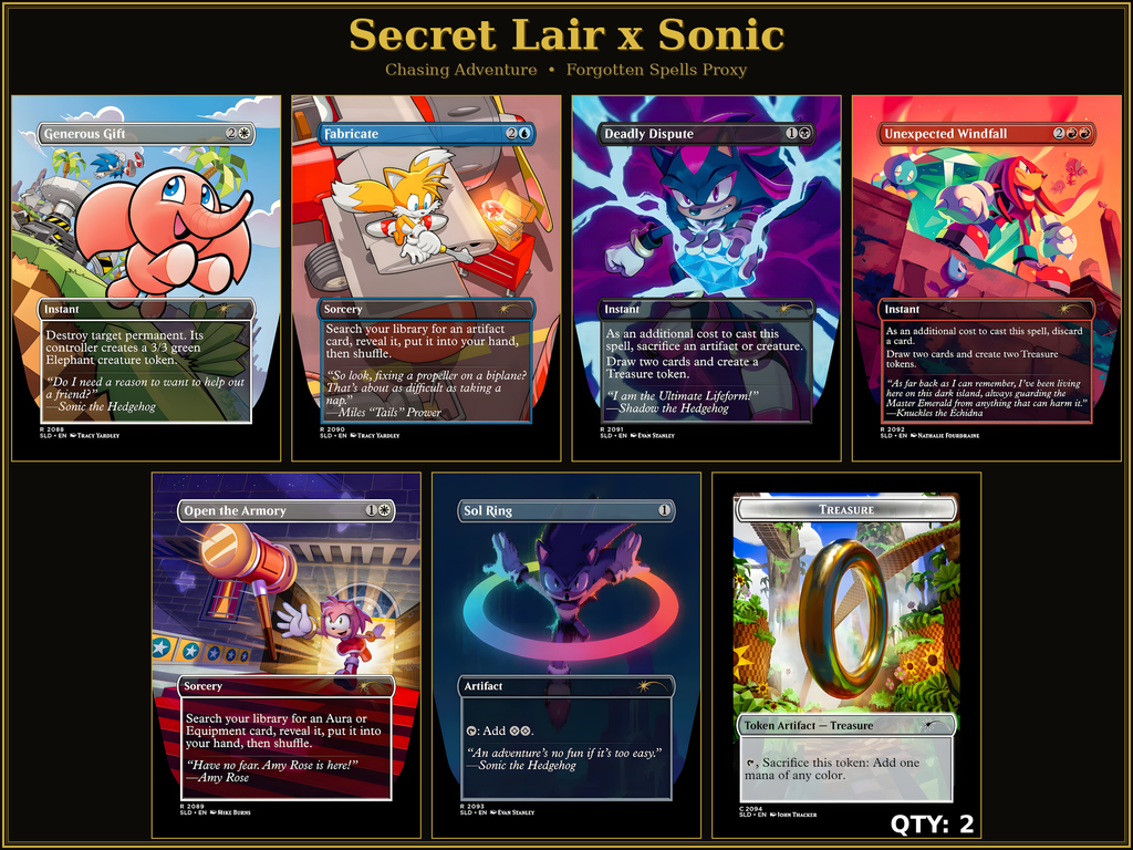 Secret Lair: Sonic the Hedgehog — Chasing Adventure | 8 Cards | MTG Proxy | Forgotten Spells