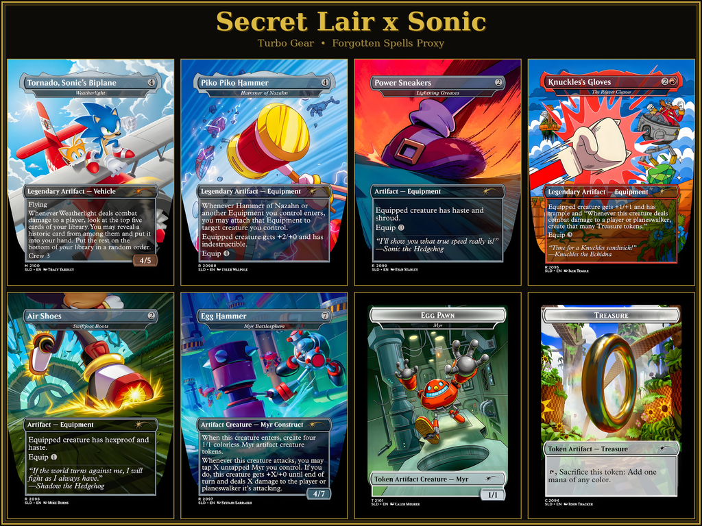 Secret Lair: Sonic the Hedgehog — Turbo Gear | 8 Cards | MTG Proxy | Forgotten Spells