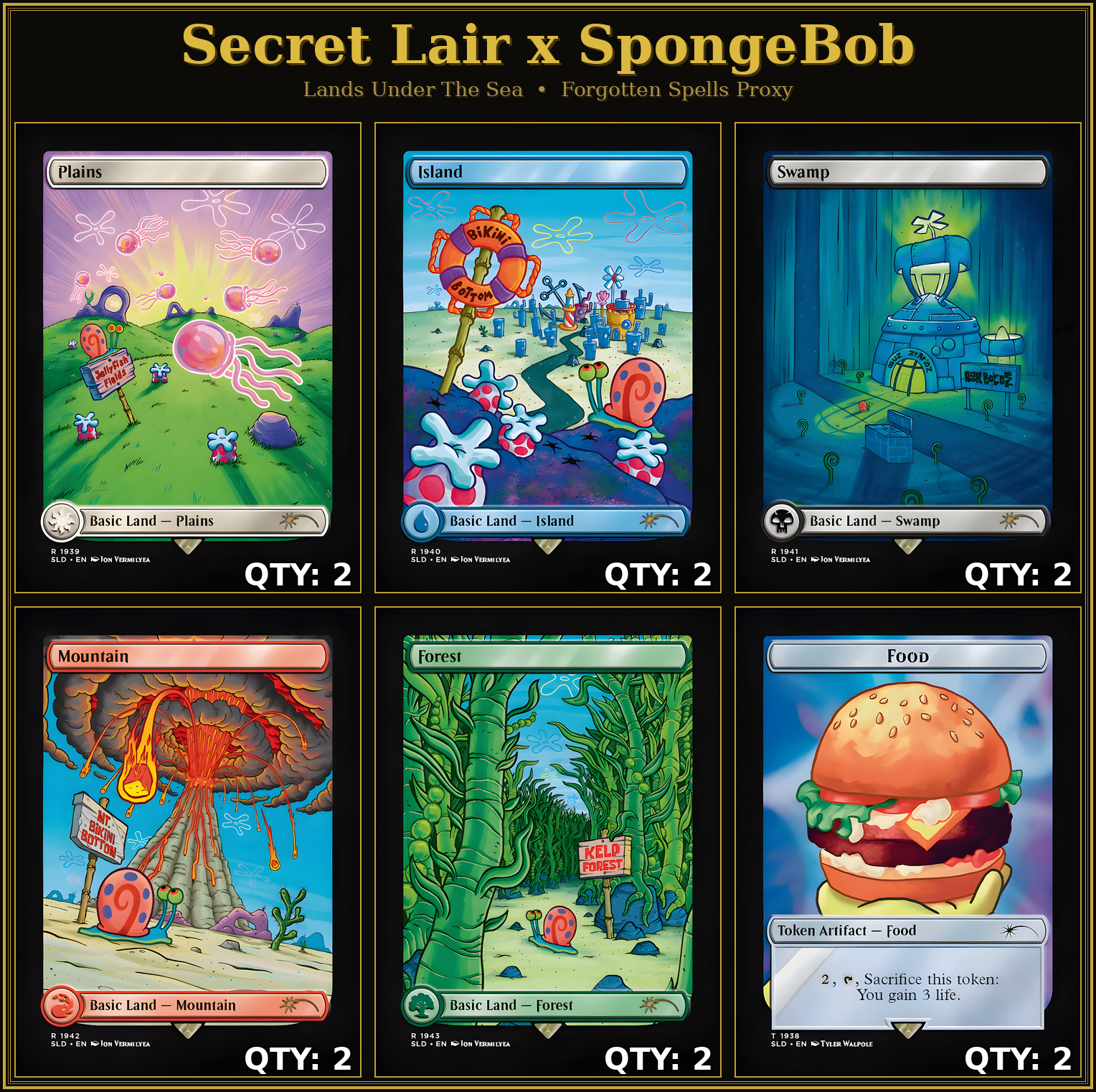 Secret Lair: SpongeBob — Lands Under the Sea | 12 Cards | MTG Proxy | Forgotten Spells