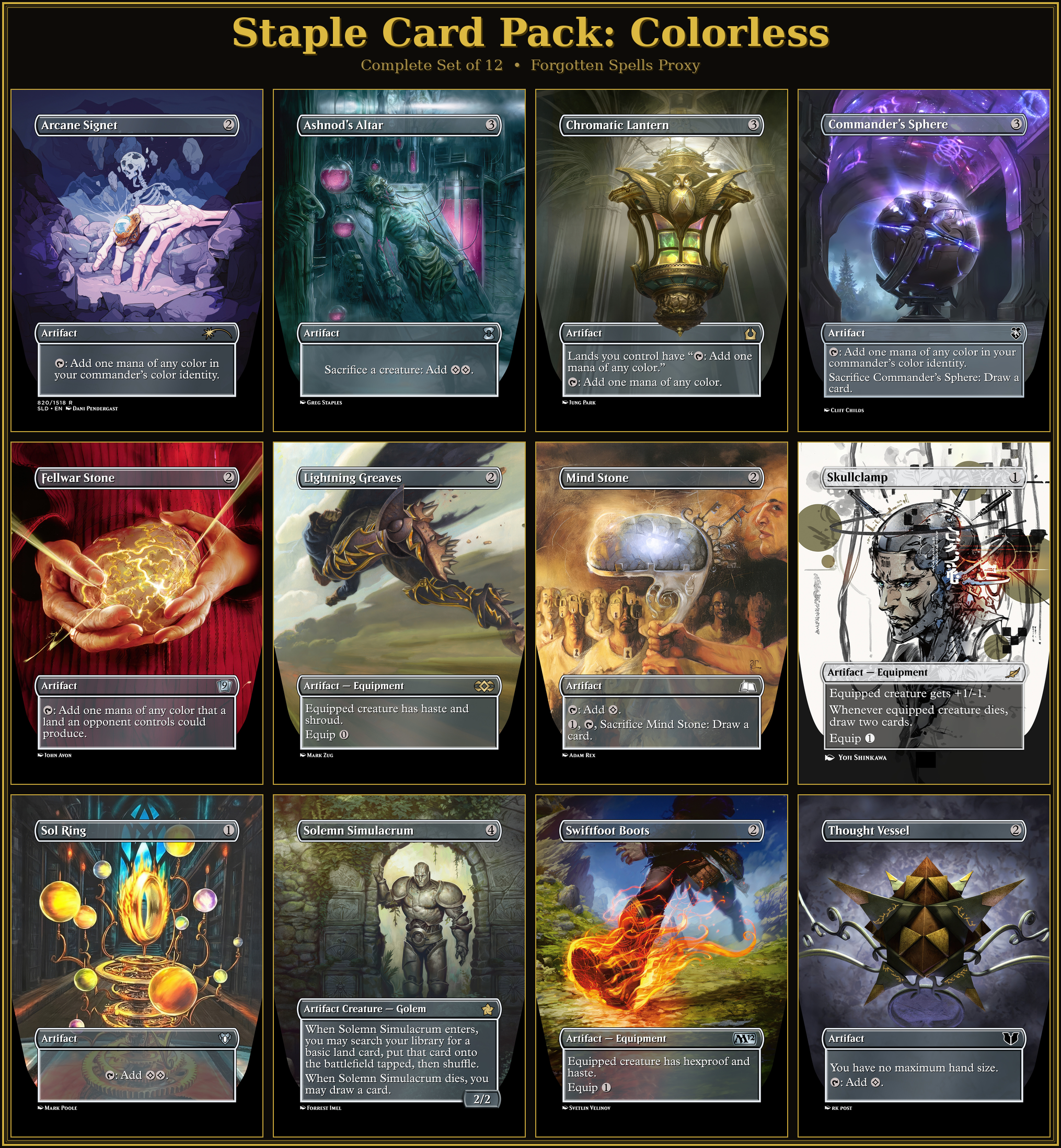 Colorless Staples Proxy Pack | 12 Cards | MTG Commander Essentials | Forgotten Spells