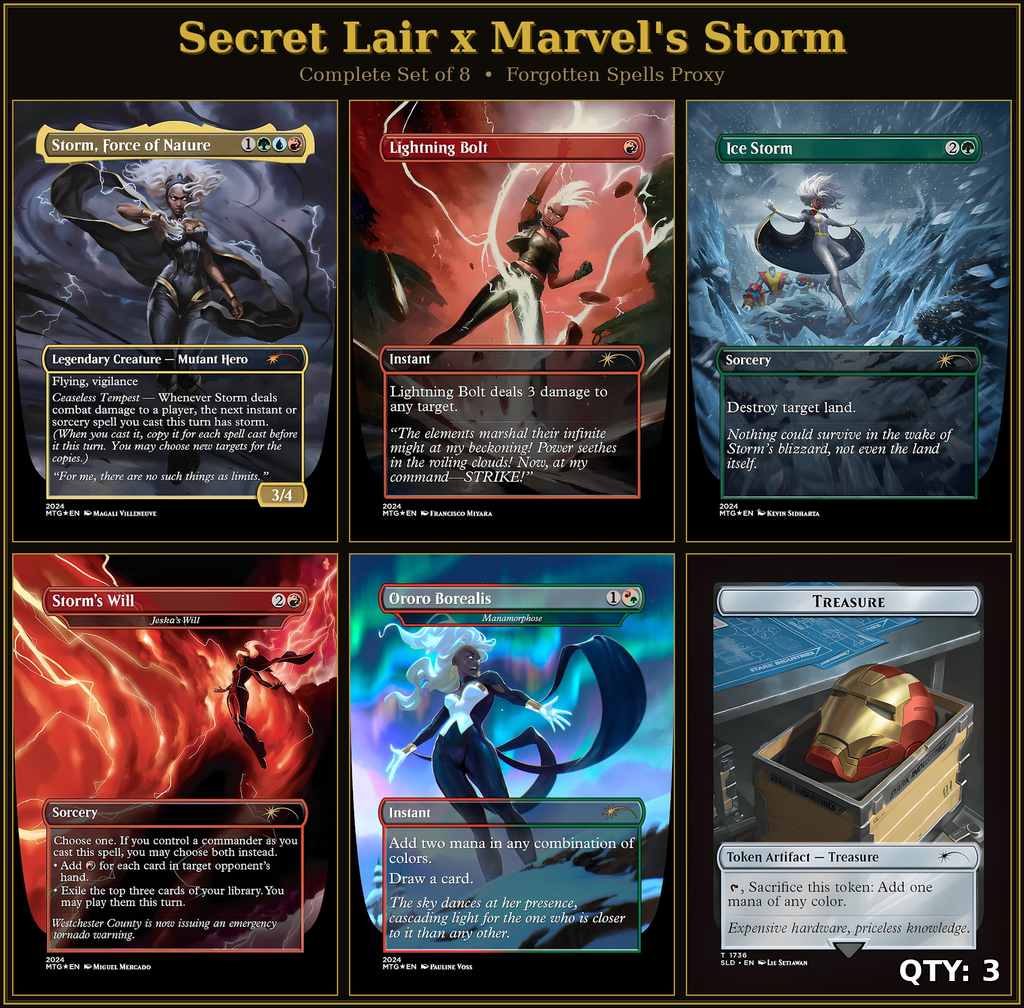 Secret Lair x Marvel: Storm | 8 Cards | MTG Proxy | Forgotten Spells