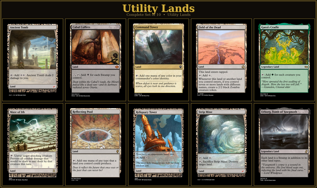 Utility Lands Proxy Set | 10 Cards | MTG Commander Staples | Forgotten Spells
