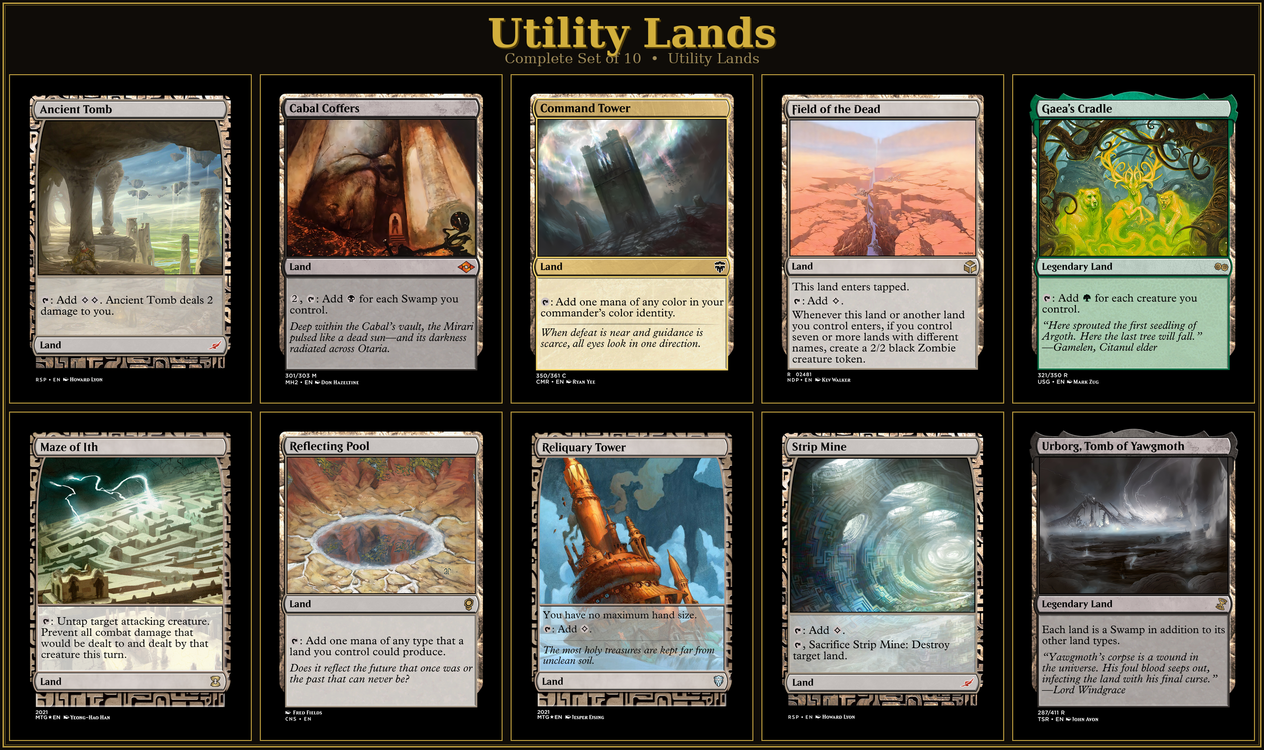 Utility Lands Proxy Set | 10 Cards | MTG Commander Staples | Forgotten Spells