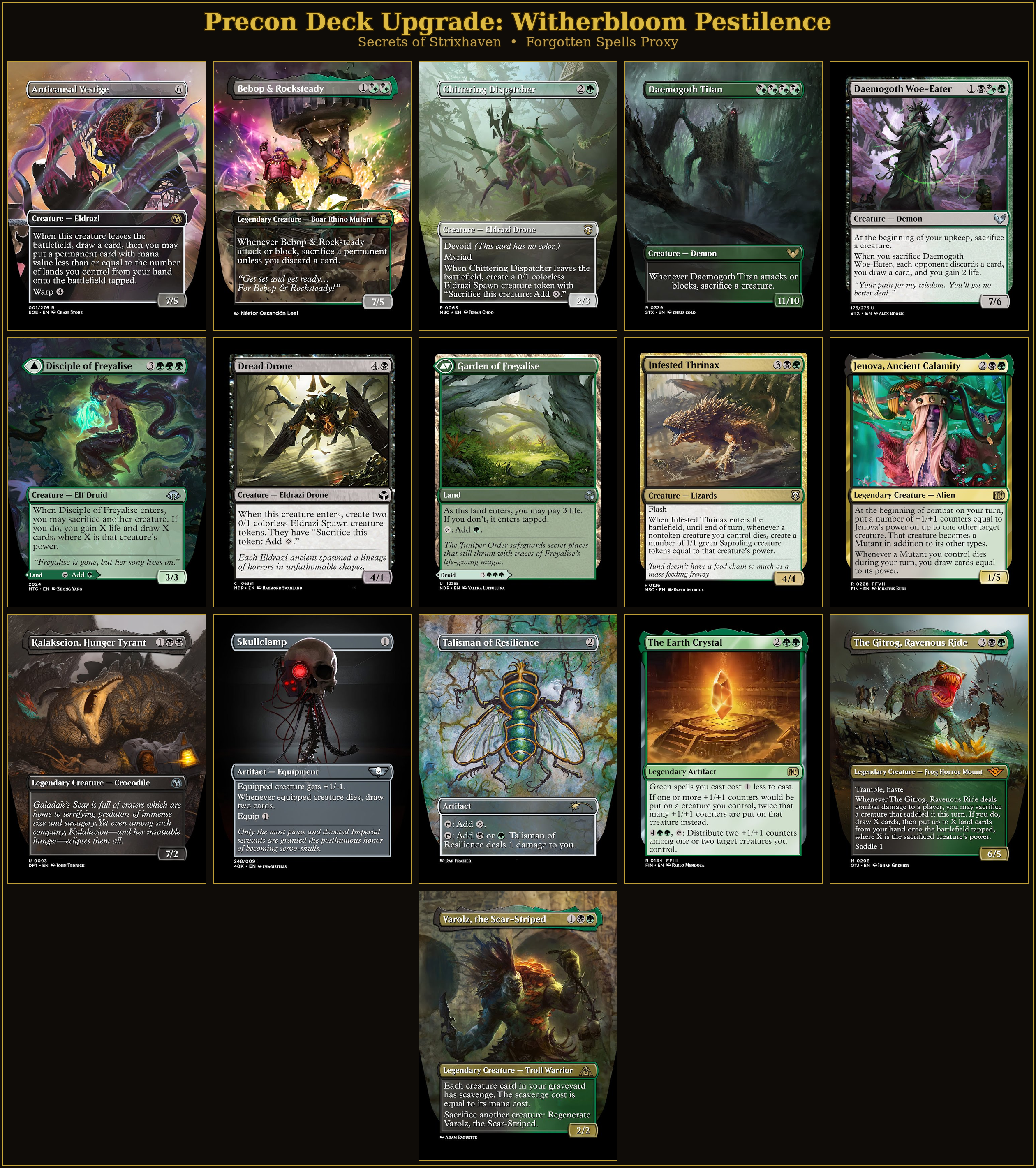 Precon Upgrade: Witherbloom Pestilence | 15 Cards | Secrets of Strixhaven | Forgotten Spells