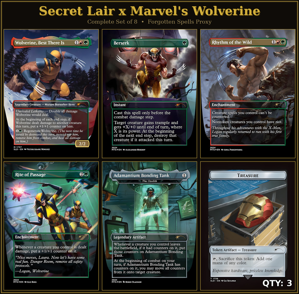 Secret Lair x Marvel: Wolverine | 8 Cards | MTG Proxy | Forgotten Spells