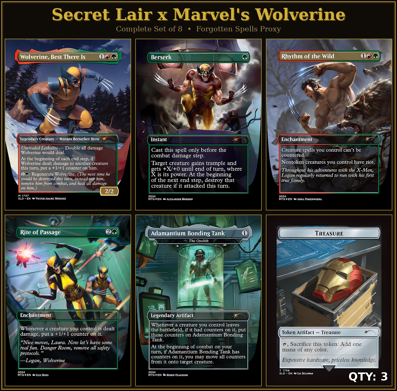 Secret Lair x Marvel: Wolverine | 8 Cards | MTG Proxy | Forgotten Spells
